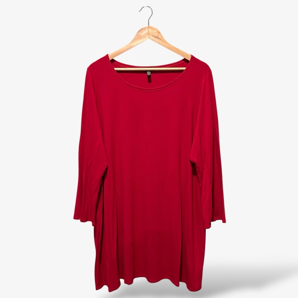Eileen Fisher Red Long Sleeve Tunic Top